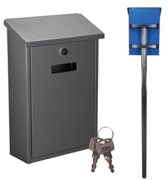Setpoint Briefkasten mit Standfuß, Namenssschild & 2 Schlüsseln, Stahl Silber 40x27cm