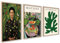 Moderne Poster Set | 3 Stück 50x70cm mit Holz Rahmen | Matisse Frida Botanik Grün Poster Collagen mit passenden Bilder als Wanddeko