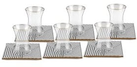Karaca Black Noir New Square Teeset, 12-teilig - Inklusive 6 Teegläser und 6 Teeteller Quadratisches Design, stilvoll und modern - Hochwertige Verarbeitung und zeitloses Schwarz