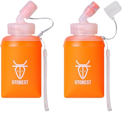 UTOBEST running soft flask,350ml/450ml/550ml agua botellas flexible plegable,apto para Chaleco para correr,fácil de limpiar,Sin goteo agua,Comodos y sin sabor a plastico,BPA free,con pajita