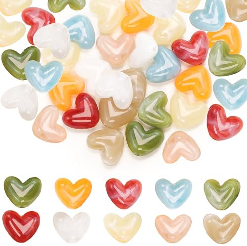 Herz Perlen Acrylperlen 100 Stück Edelstein Cabochon Acrylperlen Glücksbringer Stein Herzperlen zum Auffädeln Für Diy-schmuckherstellung, Halsketten, Armbänder, Ohrringe, Schlüsselanhänger (Hell)