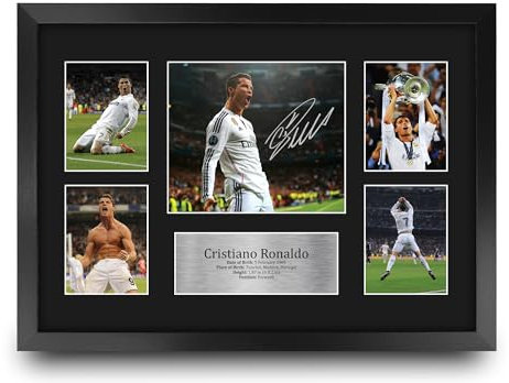 HWC Trading FR A3 Cristiano Ronaldo Real Madrid Memorabilia Stampati Autografo Firmato Esposizione Della Fotografia Per Gli Appassionati Di Calcio E Sostenitori - A3 Incorniciato
