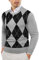 COOFANDY Pullover Herren Business Argyle Strickpullover Kariert Feinstrickpullover Herren Rundhals Gestrickt Winter Grau Schwarz XL