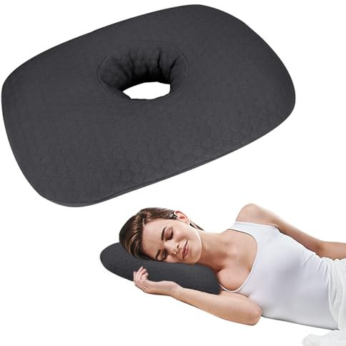 RoamReady Piercingkissen, perforiertes Ohrkissen mit Loch, Ohrpiercing-Kissen, Ohrringschutz, Entzündungen, Druckwunden, Schmerzlinderung, Schlafkissen für CNH-Seitenschläfer (dunkelgrau)