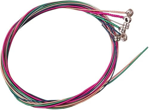 Msagkah Cordes de Guitare 1 Jeu de 6pcs Cordes de Guitare pour Guitare Acoustique Cordes de Remplacement en Acier Inoxydable pour Guitare Acoustique (Multicolore)