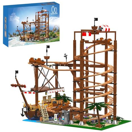 Sosuy Achterbahn-Bausatz, elektrische motorisierte Schiene Schiff, Vergnügungspark Spielzeug für Junge Mädchen Teenager, Ostern Geburtstag Geschenke für Erwachsene Kind Alter 6 7 8 9 +, Stadt Bau Them