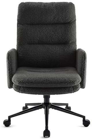 IWMH schminktisch Stuhl, schreibtischstuhl mit Rollen,bürostuhl ergonomisch mit armlehne,schminkstuhl hoher rückenlehne,drehstuhl höhenverstellbarer Buero Wohnzimmer (Dunkelgrau)