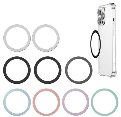 Handy Magnetring,9 Stück Kompatibel Mit Magsafe Sticker,Magnetring Handy,Kompatibel Mit Magsafe Ring,Es Gibt Insgesamt Sieben Farben,Einschließlich Schwarz,Weiß,Blau,Grün,Rosa,Lila und Grau
