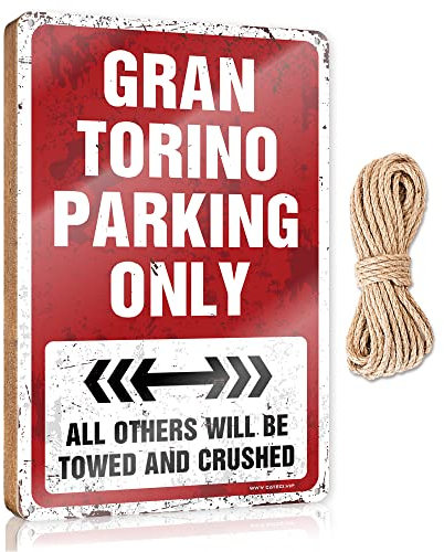 Holzschild zum Aufhängen, Motiv: Gran Torino Parking Only, für Kaffee, Bar, Dekoration, zum Aufhängen, für Heimdekoration (15 x 28 cm)