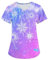 DHYUEN Pflegeuniformen Damen Knopfen Bluse Damen Hochgeschlossen Kasack Christmas Damen Pflege Damen Haustierpflege Medizinische Berufsbekleidung（1-Light Purple,3XL