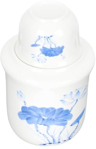 SHOWERORO Ceramic Sake Warmer Set Japanese Style Liquor Heater Wine Warmer Pot Tray Heat Retention Traditional Sake Container for Home Dining and Travel 3pcs Blue and White Porcelain