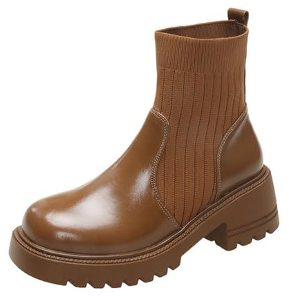 Yekdmxop Stivali Alti con Tacco Donna Stivali Medi da Donna Imbottiti Suola Interna Boots Donna Tacco Basso Stivali Alti con Tacco con Zip Chelsea Boots Donna Platform Scarponi Donna Invernali