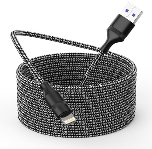 Cable de Carga Extra Largo para iPhone 5M, Cable de Carga Rápida de 60W USB C y Lightning 3 en 1 Trenzado de 16 pies Multi Combo Lightning/Tipo C/USB C para iPhone 16/15/14, iPad, Samsung, Android