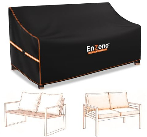 Enzeno Palettenbank Abdeckhaube für Palettensofa Schutzhülle & Gartencouch Abdeckplane, Rattan Sofa Loungesofa Abdeckung & Gartenbank Abdeckung, wasserdicht 420D Oxford Gewebe, 225x99x80/40cm