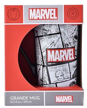 Pyramid International Marvel Avengers, Spider-Man y Iron Man, Retro Comic Art, taza grande de cerámica para capuchino, 567.0 g, talla única