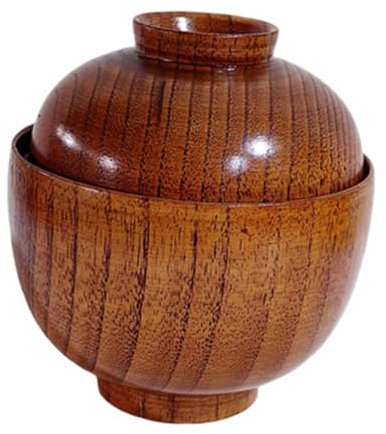 Cabilock Japanese Style Lidded Bowl Traditional Food Container for Soup Snacks Fruits Practical Decorative Wooden Tableware Break Resistant Design for Home Restaurant Use