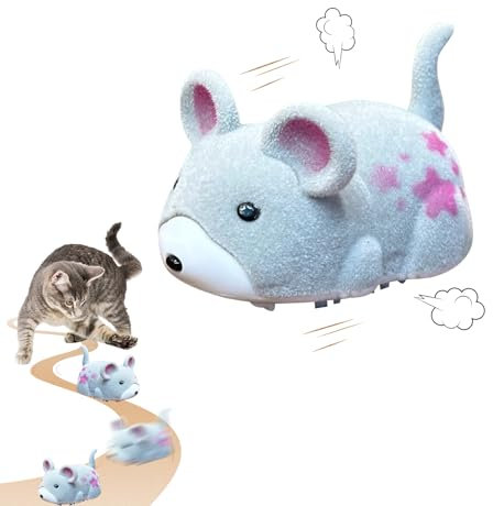 ACAREY Katzenspielzeug Maus Elektrisch, Interaktives Katzen Spielzeug Selbstbeschäftigung mit 2 Knopfzelle, Realistische Geräusche Elektrisches Mäuse, Selbst Bewegen Hindernisse Vermeiden (Grau)