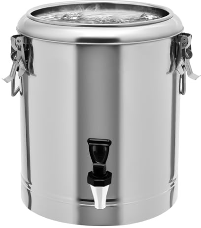 Hanmorfarbi 20L Edelstahl Thermobehälter,Warmhaltebehälter Speisenwärmer mit Hahn, Tragbaren Haltegriffen,Thermo-Transportbehälter für Suppen/Getränke/Kaffee, 26.5x40cm