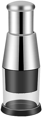 Portable Stainless Steel Pressed Garlic Chopper, Manual Garlic Masher Ergonomic Handheld Push Type Garlic Crusher Electroplated Kitchen Food Cutter Gadget for Ginger Chili Onion Salad