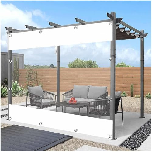 Transparente Pvc Planen-seitenwände, Klare Kunststoff Plane Mit Ösen, Wasserdichte Planenvorhänge Mit Reißverschluss, Outdoor Pergola Pavillon Planen-seitenteile, Anpassbar,clear-2.2x2m/7.2*6.6ft