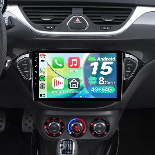 ACAVICA Android 15 Car Stereo Radio for Opel Corsa E 2014-2018 Carplay 9 | 4+64GB Sat Nav with Wireless CarPlay Android Auto, Bluetooth 5.4 WiFi 6, IPS, GPS Navigation, DSP, FM/RDS, SWC,HD Rear Camera