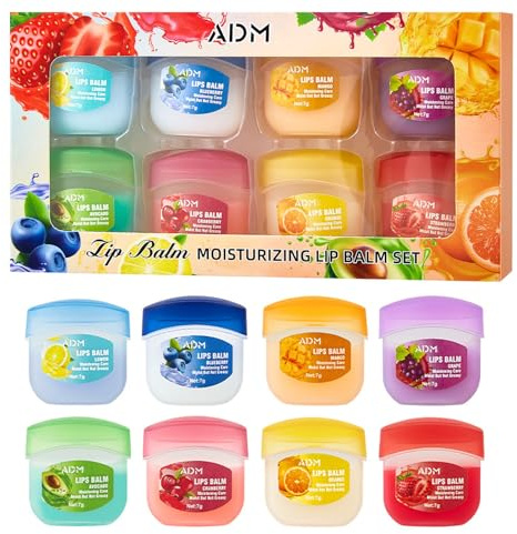 Lip Balm Set, 8 Fruity Flavors Lip Balms Multipack, Moisturizing Lip Care With Natural Oils For 24h Moisture Care, Lip Moisturizer For Dry Lips, Gifts For Teenager Girls (8Pcs)
