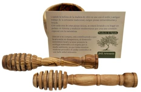 - Juego de 2 - Cuchara para miel en madera de olivo natural. Cuchara miel y mermelada. 15CM. cucharilla de miel en madera de olivo natural,regalo original y saludable para amantes de la miel