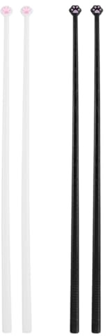 2 Paia Bacchette Sushi Bambini Plastica Antiscivolo Riutilizzabili Bacchette A Forma Di Zampa Di Gatto Per Sushi E Cucina Asiatica 25 Cm Bianco E Nero