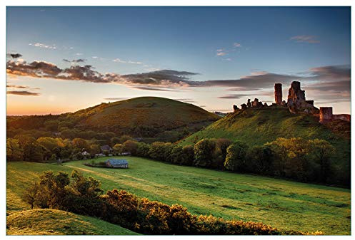 Wallario Küchenrückwand selbstklebend 90 x 60 cm, Motiv: Schlosspanorama in England bei Sonnenaufgang | Spritzschutz abwischbar & pflegeleicht