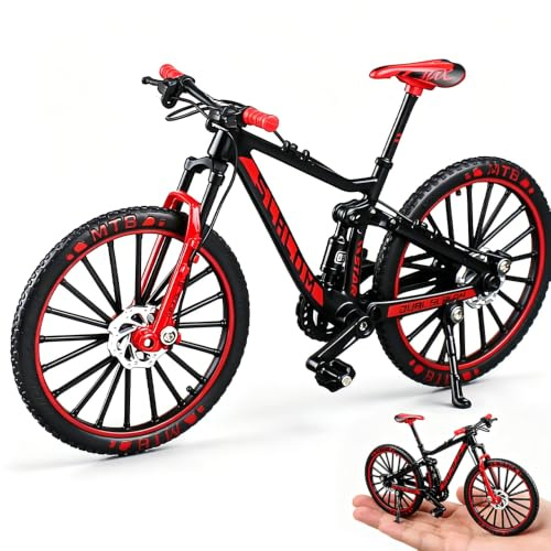 DAJASD Finger Fahrrad Modell, 1:10 Mountainbike Modell, Finger Mountainbike Spielzeug, Desk Craft Collection Geschenke und Fahrrad Deko für Büro, Zuhause, Verein, Unterricht(Rot)