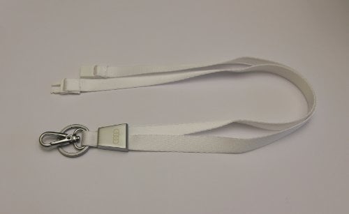 Schlüsselband Lanyard Audi Ringe weiß collection 2013 mit Sicherheitsverschluss, Karabiner und Schlüsselring
