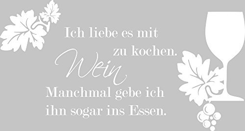 GRAZDesign Wandtattoo Küche Spruch Ich liebe es mit Wein zu kochen | Küchenaufkleber - 56x30cm / 010 weiss