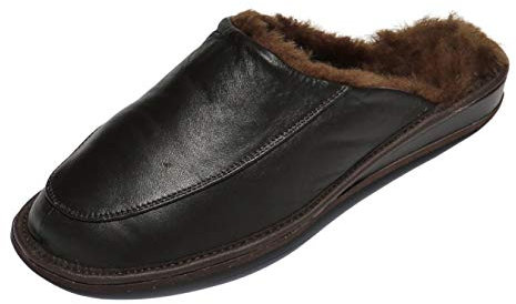 Herren Lammfell Pantoffeln Jan in der Farbe braun Schuhgröße EUR 45