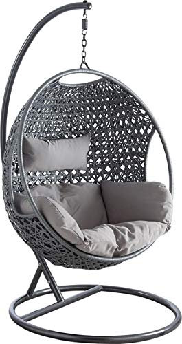 AUBRY GASPARD Fauteuil Oeuf Suspendu Camelia Fauteuil Suspendu sur Pied en Polyrésine, Siege Oeuf Exterieur Intérieur, Fauteuil Suspendu Oeuf