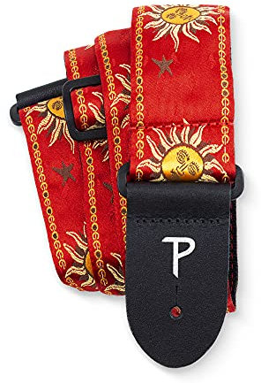 Perri's Leathers Ltd. - Gitarrengurt - Nylon - Jacquard - Hello Sunshine - Rot - Einstellbar - Für Akustik-/Bass-/Elektrogitarren - Hergestellt in Kanada (TWS-7010)