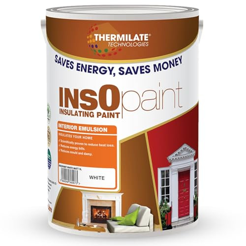Thermilate Technology InsOpaint Insulating Interior Wall & Ceiling Paint - Thermal Tough Emulsion for a Warmer Home | Washable Paint |Energy Saving for Walls & Ceilings - Ivory - 5L