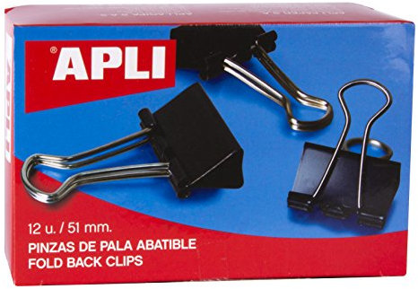 APLI 11952- Confezione 12 Fermafogli a Clip Standard, 51 mm