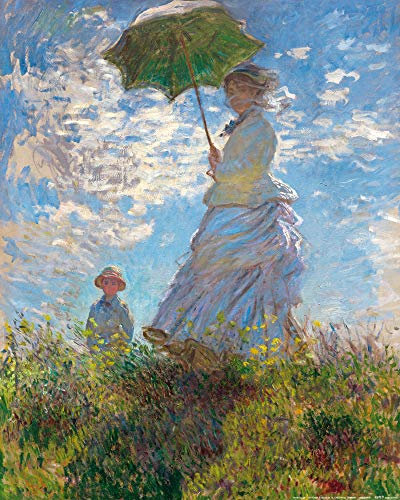 1art1 Claude Monet Poster Frau Mit Sonnenschirm, Madame Monet Mit Ihrem Sohn, 1875 Kunstdruck Bild 50x40 cm