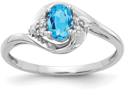 14ct Weißgold Blautopas Diamant Ring Rough - JewelryWeb