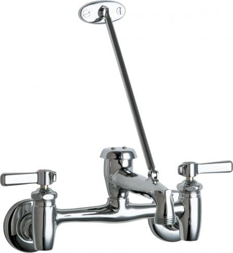 Chicago Faucets 897-CCP Wall-Mounted Manual Sink Faucet with 8 in. Centers Polished Chrome