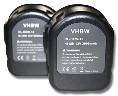 vhbw 2x batteria compatibile con Würth BS12A Power, 700900320 utensile elettrico (3000 mAh, NiMH, 12 V)