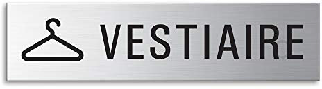 Plaque de Porte - Vestiaire | Signalétique en Acier inox brossé 160 x 40 mm No.27091