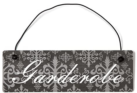 Homeyourself Garderobe Dekoschild Türschild lila mit Draht