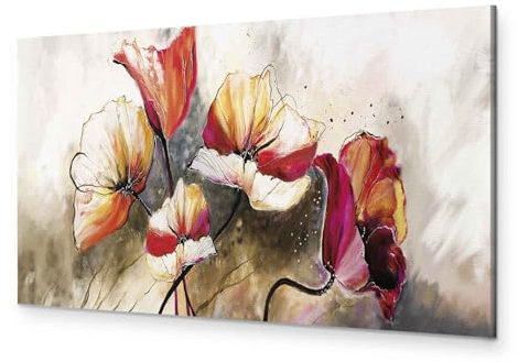 B&D XXL - Quadro Fiori Papaveri 135x45 cm 1 Pezzo Stampa su Tela Strutturata XXL Quadri Moderni Murale Arte Moderno Grafica Decorazioni da Parete Pittura Immagini Decori Astratto b-A-0340-b-a