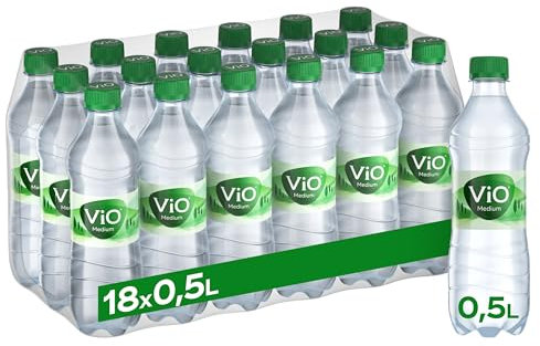 ViO Wasser Medium - Natürliches Mineralwasser mit weniger Kohlensäure - mit weichem Geschmack - Sprudelwasser in umweltfreundlchen Einweg Flaschen (18 x 500 ml)