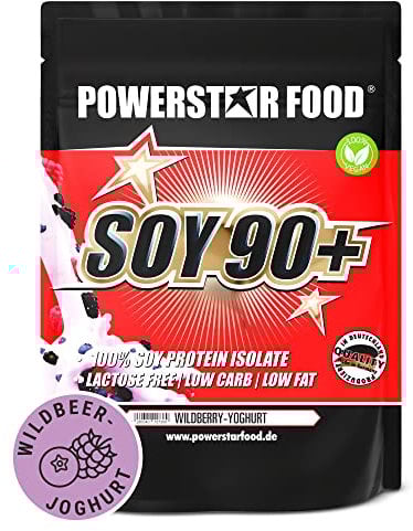 Powerstar SOY 90+ | 1kg Soja-Protein-Isolat ohne Zucker-Zusatz | Made in Germany | Gentechnisch unverändert | Veganes Eiweiß-Pulver mit 93% Protein i.Tr. | Vegan & laktosefrei | Wild Berry Yoghurt