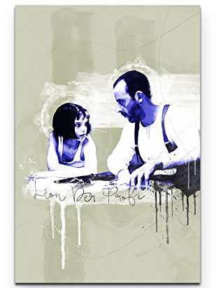 Paul Sinus Art Leon der Profi 90x60cm Splash Art Wandbild auf Leinwand blau