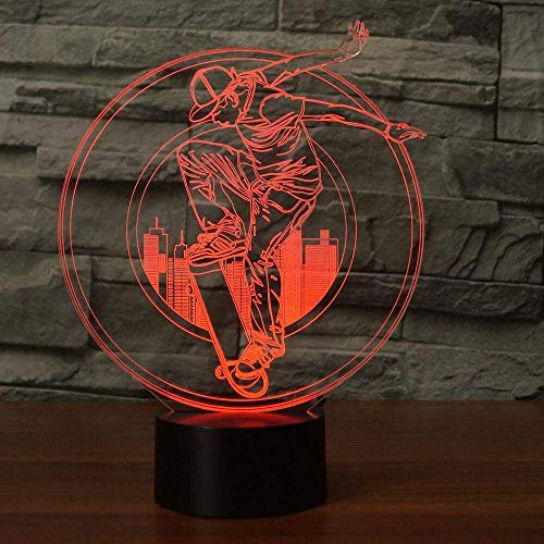 Kreative 3D Skateboard Nacht Licht Lampe USB Power 7 Farben Amazing Optical Illusion 3D LED Lampe Formen Kinder Schlafzimmer Geburtstag Weihnachten Geschenke