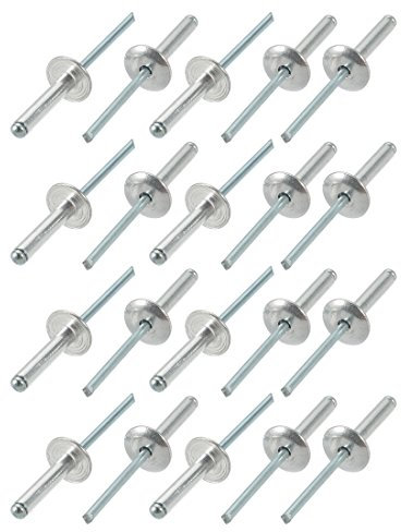 sourcing map 20Stk.Aluminum Offenes Ende Groß Flansch Blind Nieten 4mm x 20mm