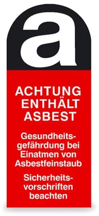 Betriebsausstattung24 Warnschild - Gefahrstoff Asbestfeinstaub 500 Stk/Rolle Größe Einzeletikett (BxH): 4,0 x 9,5 cm Folienetiketten, selbstklebend, auf Rolle